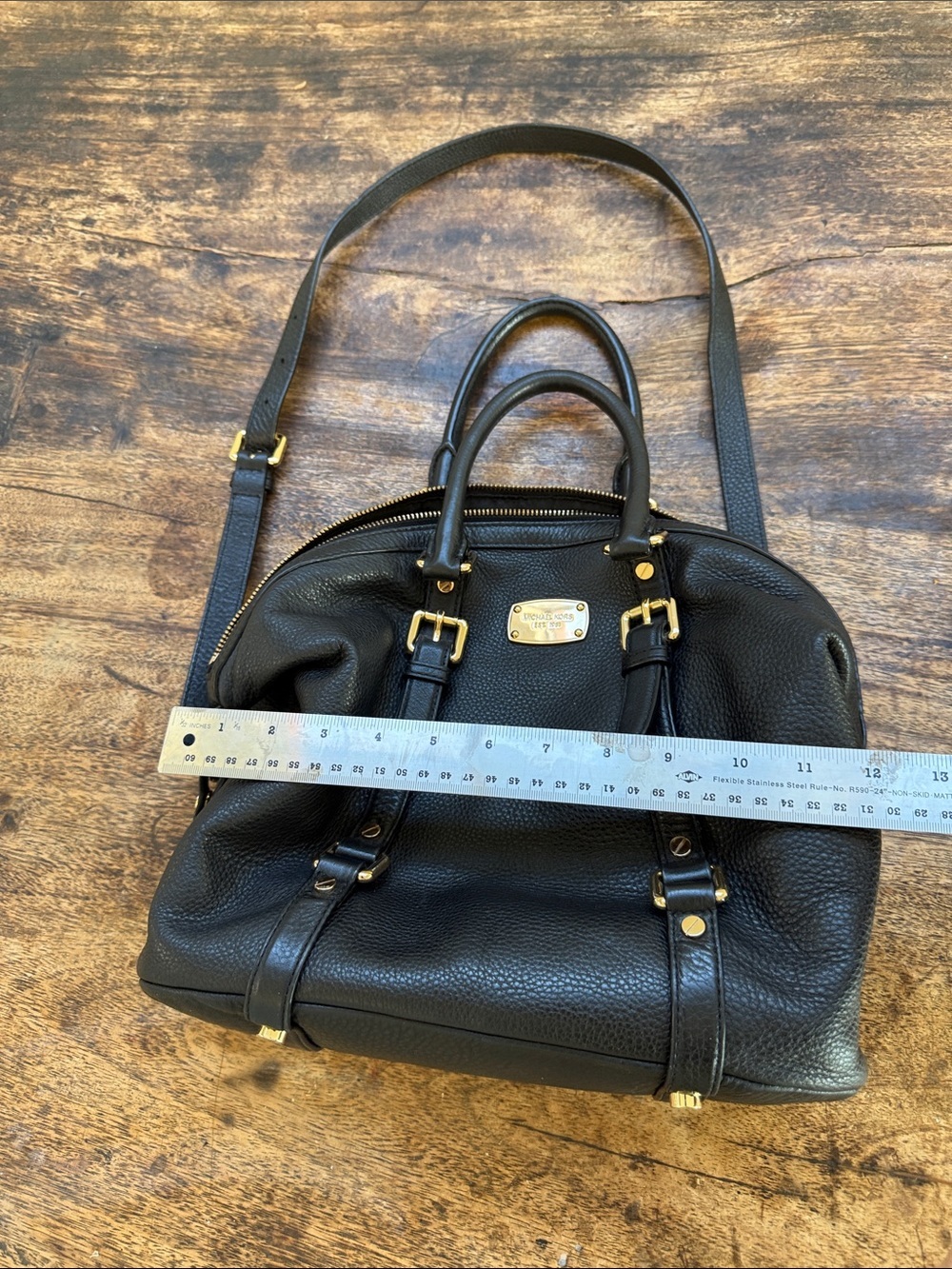 Michael Michael Kors Bags Black Bedford Belted Leather Satchel Medium - Picture 13 of 14